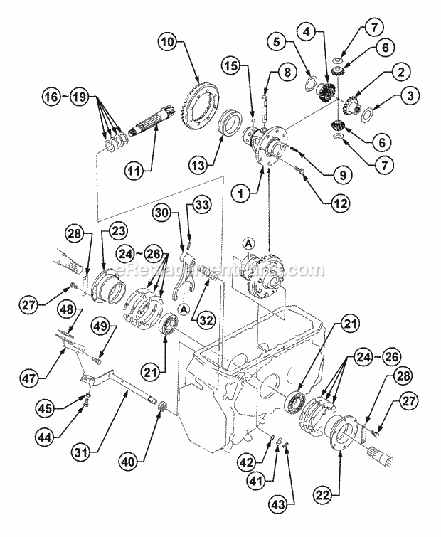 Final Drive Diagram and Parts List for 54A-458D100, 590-603-100 Cub Cadet Lawn Tractor